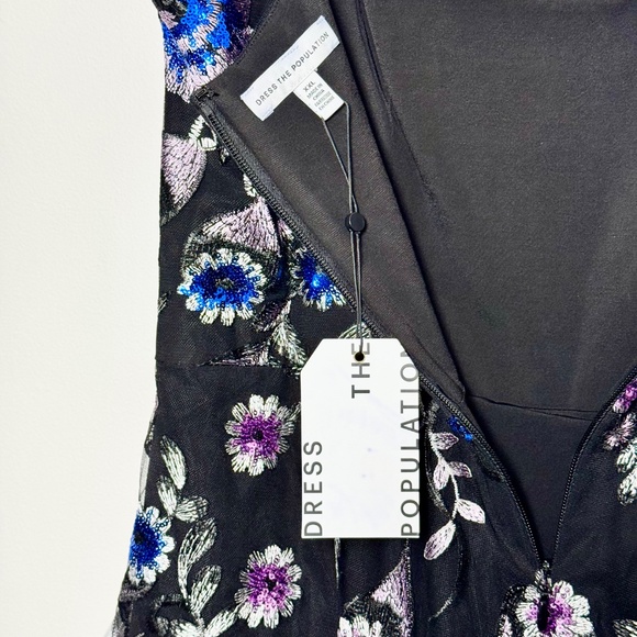 NWT Dress the Population Uma Floral Embroidered Black Party Dress Sz XXL - Picture 5 of 9